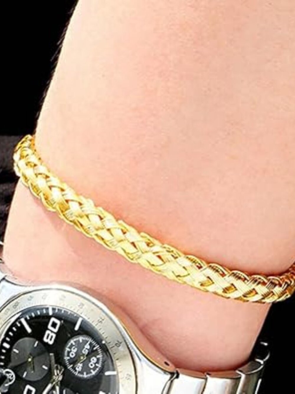 Gold Plated Braided Open Cuff Bracelet
